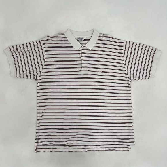 Brooks Brothers Other - Brooks Brothers Mens‎ X-Large Polo Shirt White Red Striped Fleece Short Sleeve